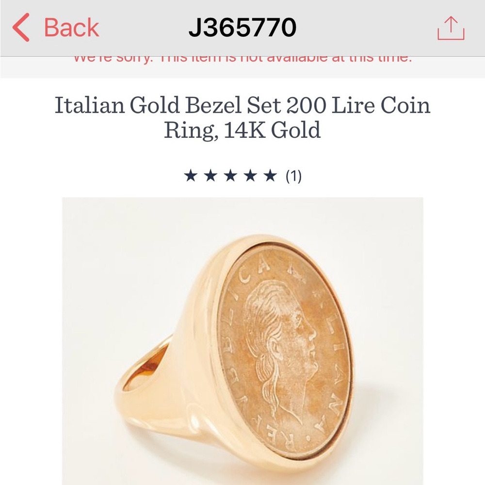 Gold coin ring.